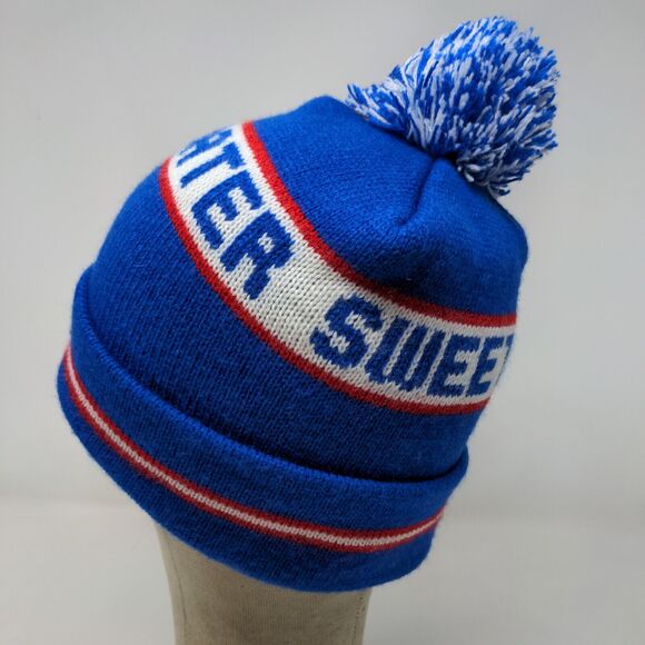 Cap America Men's Knit Beanie Hat Cap Blue Sweetwater Made in USA Pom Pom - Picture 6 of 13